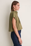 Olive Cotton Poplin Pintuck Avery Shirt