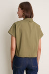 Olive Cotton Poplin Pintuck Avery Shirt
