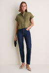 Olive Cotton Poplin Pintuck Avery Shirt