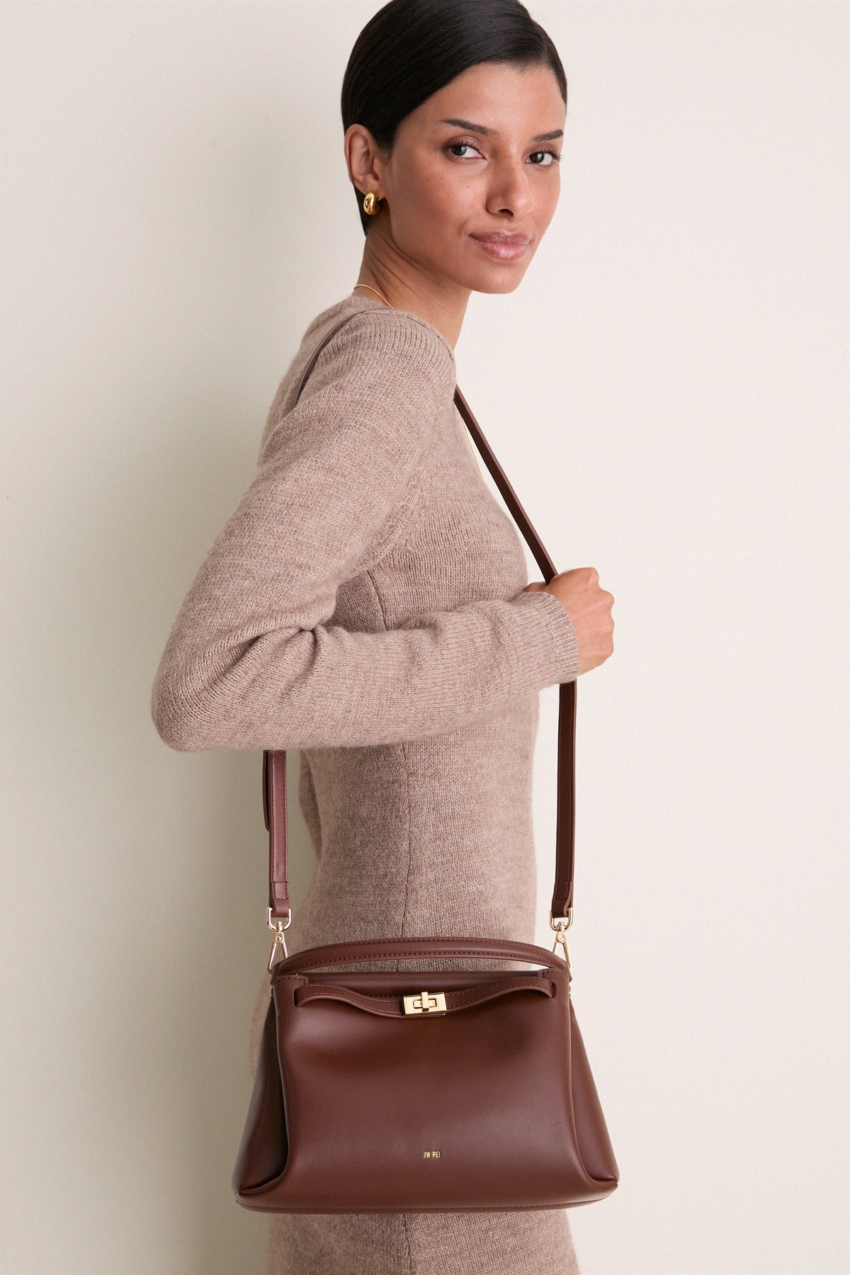 Reddish Brown Carmen Top Handle Bag