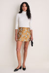 Gilded Blossom Jacquard Meg A-Line Mini Skirt