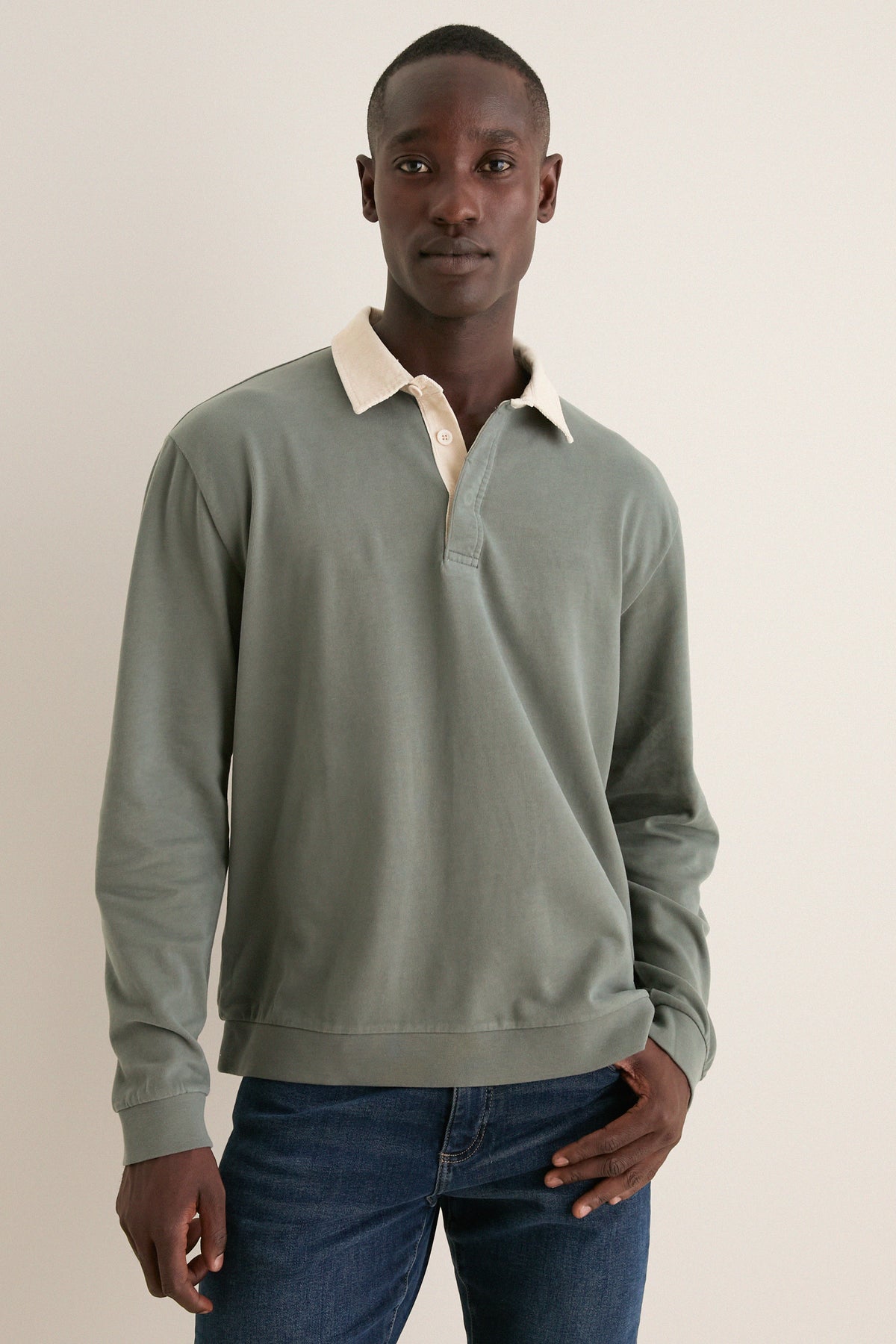Balsam Green Sueded Rugby Polo