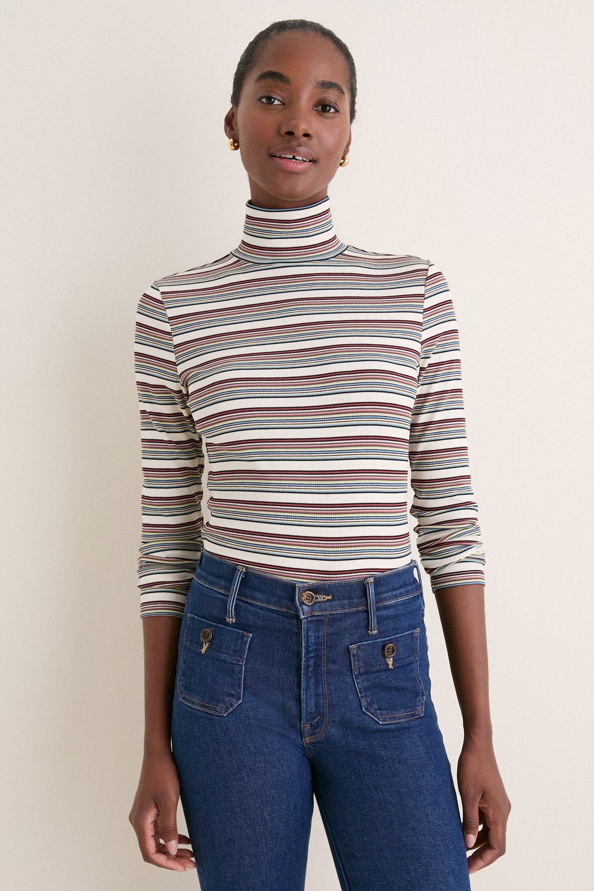 Multicolor Stripe Ellory Turtleneck
