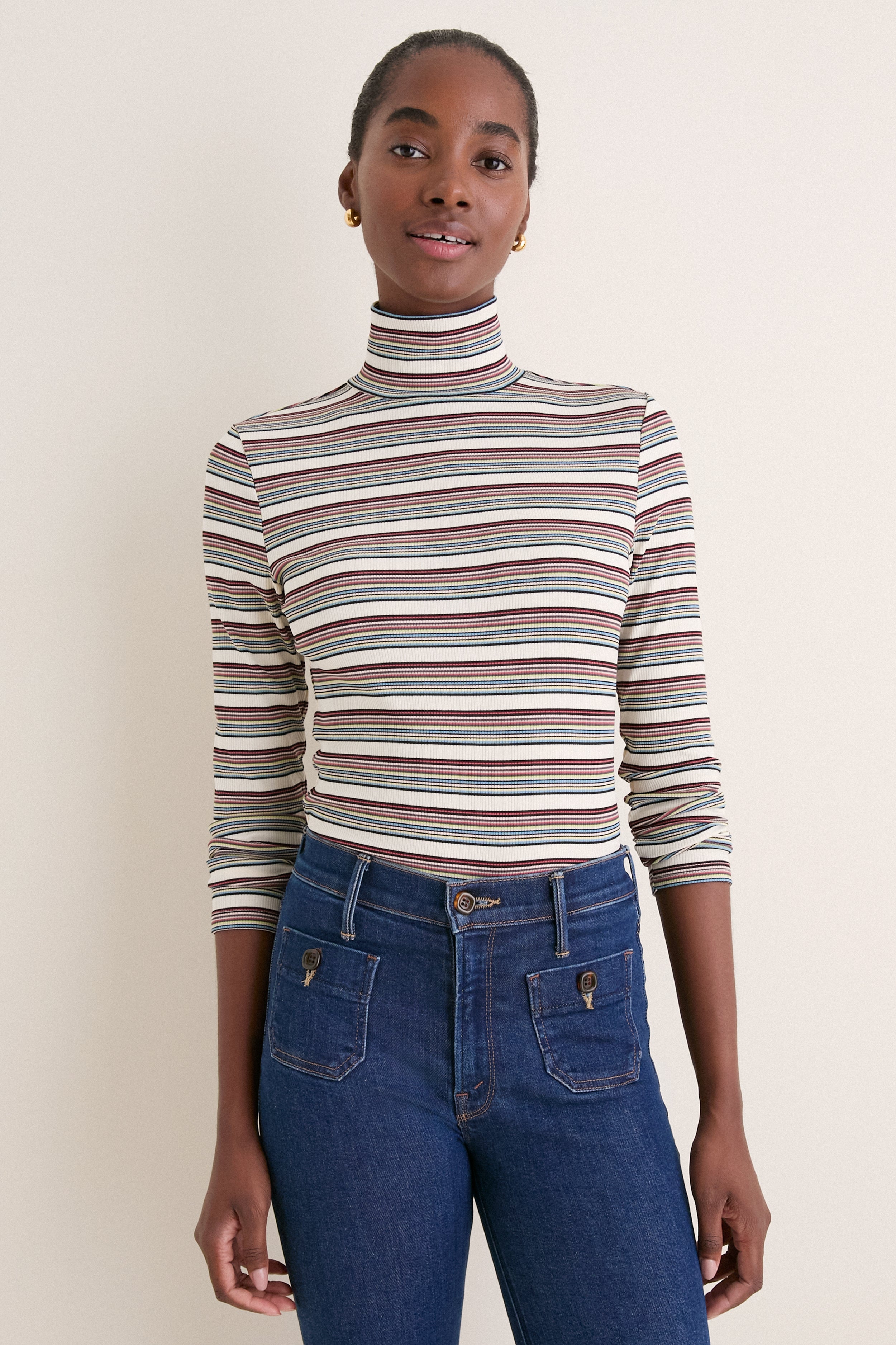 Multicolor Stripe Ellory Turtleneck