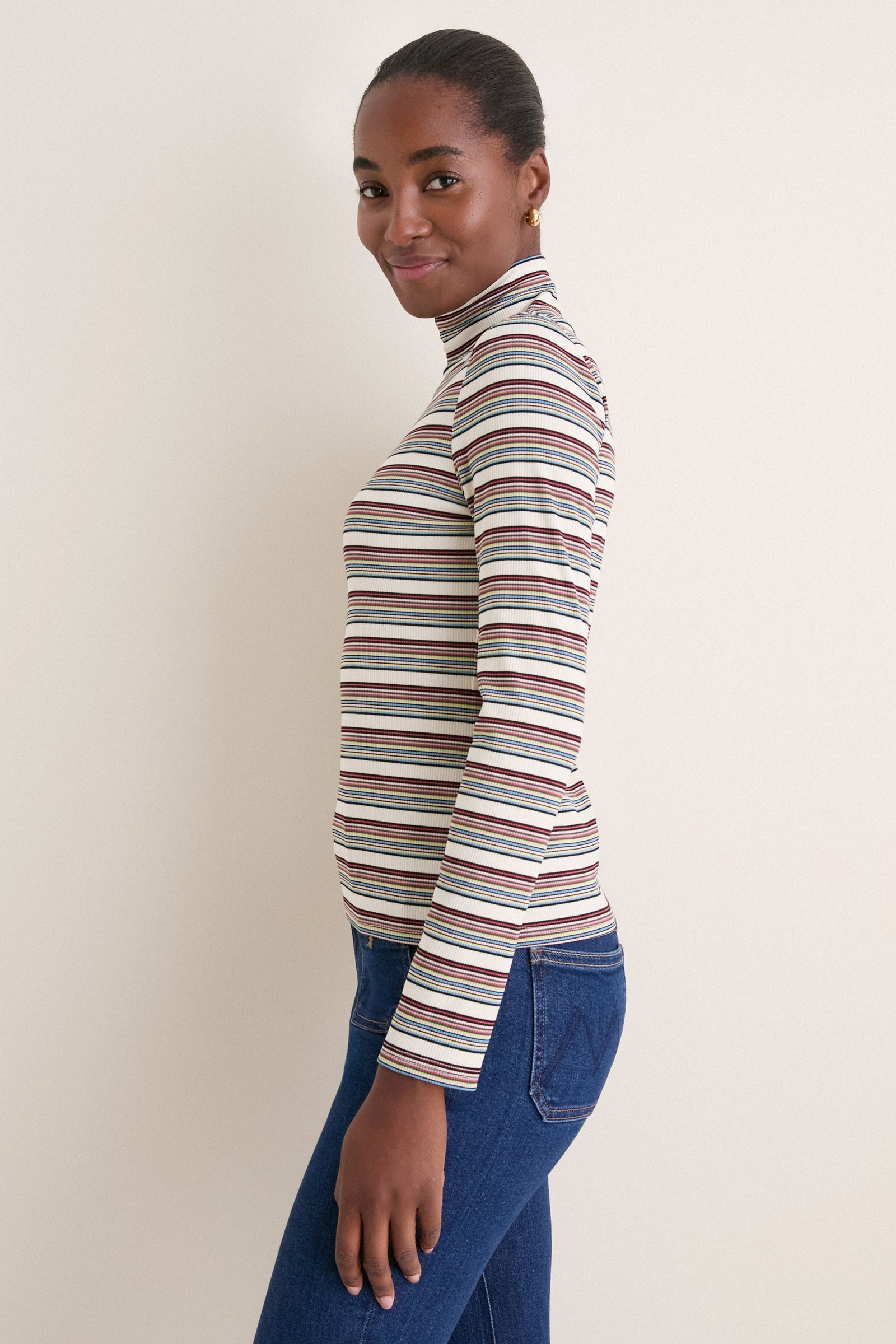 Multicolor Stripe Ellory Turtleneck
