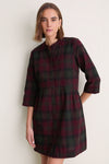 Highland Plaid Royal Shirt Dress