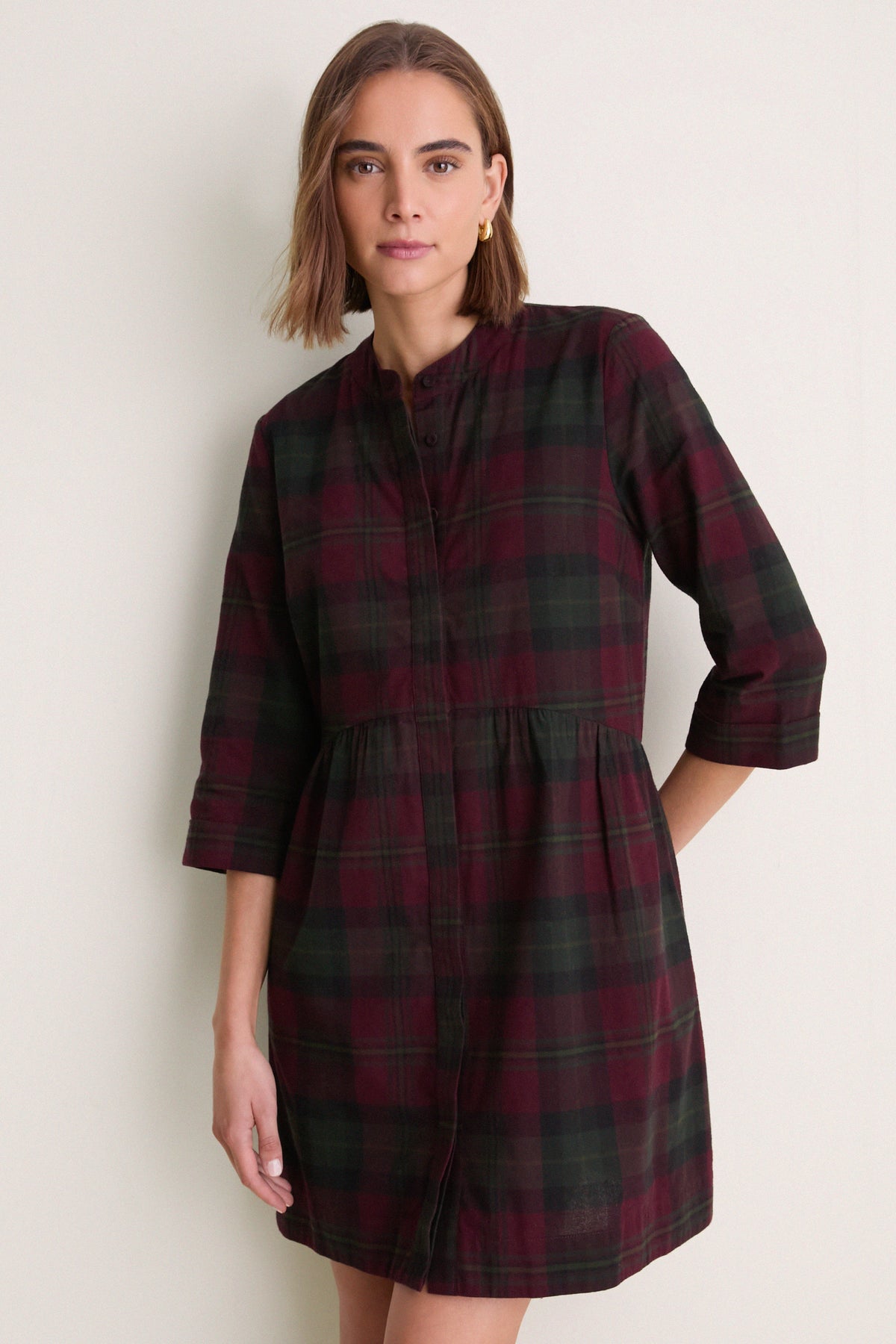 Highland Plaid Royal Shirt Dress