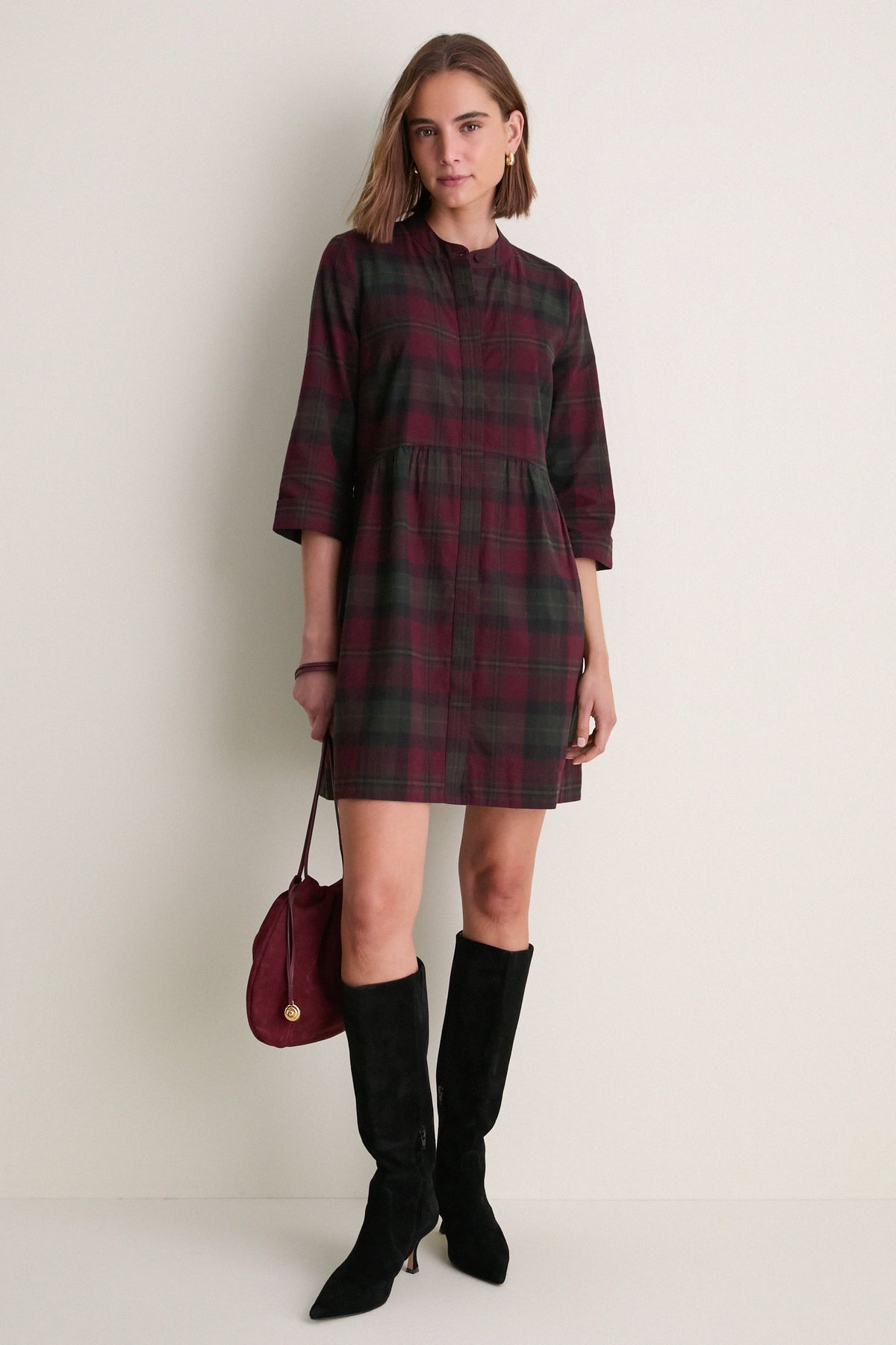 Highland Plaid Royal Shirt Dress