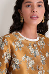Gilded Blossom Jacquard Mid-Length Callas Coat
