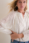 Ivory Flocked Dot Sawyer Blouse