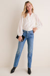Ivory Flocked Dot Sawyer Blouse