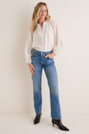 Ivory Flocked Dot Sawyer Blouse