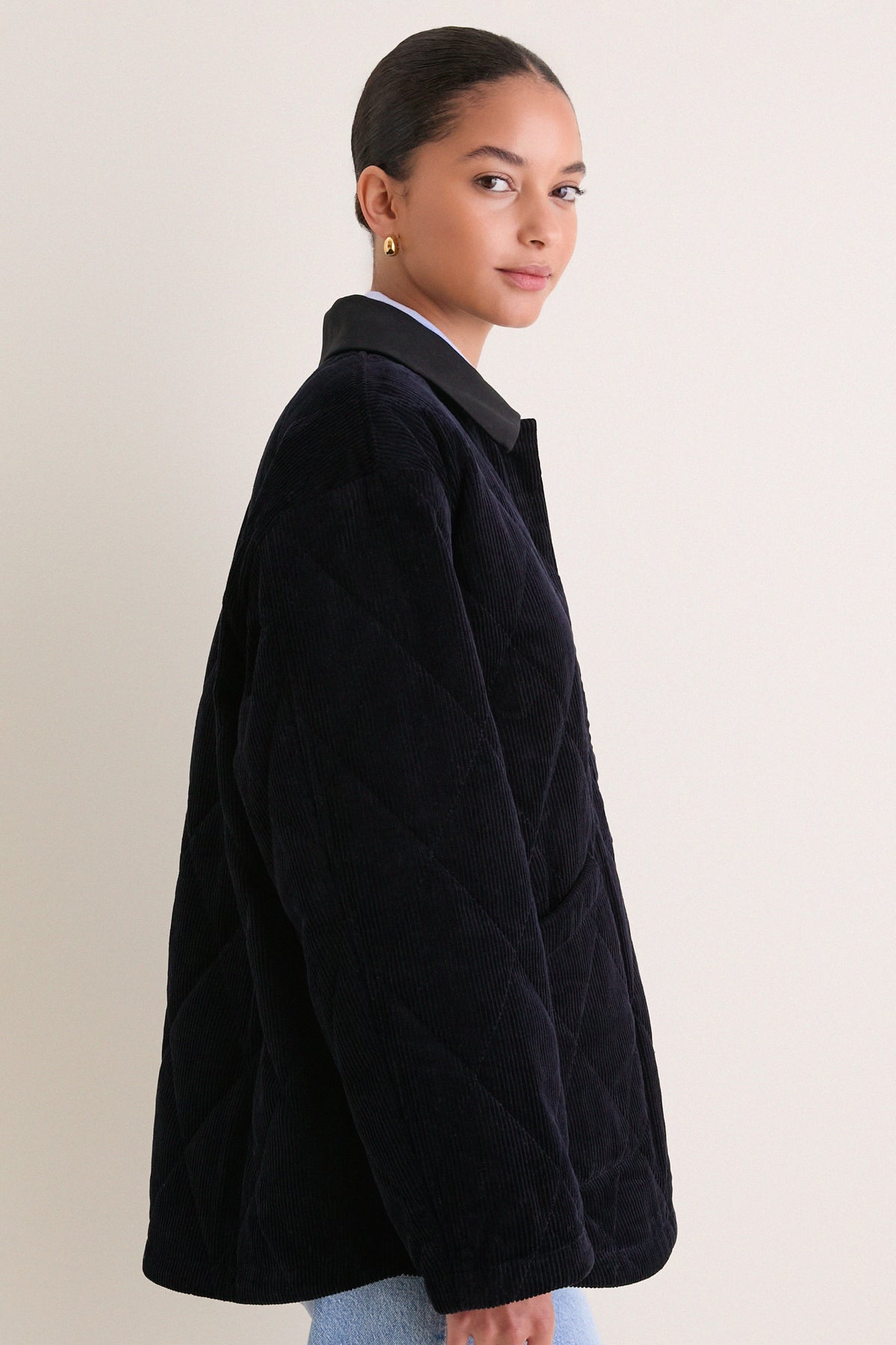 Navy Quilted Corduroy Graham Jacket