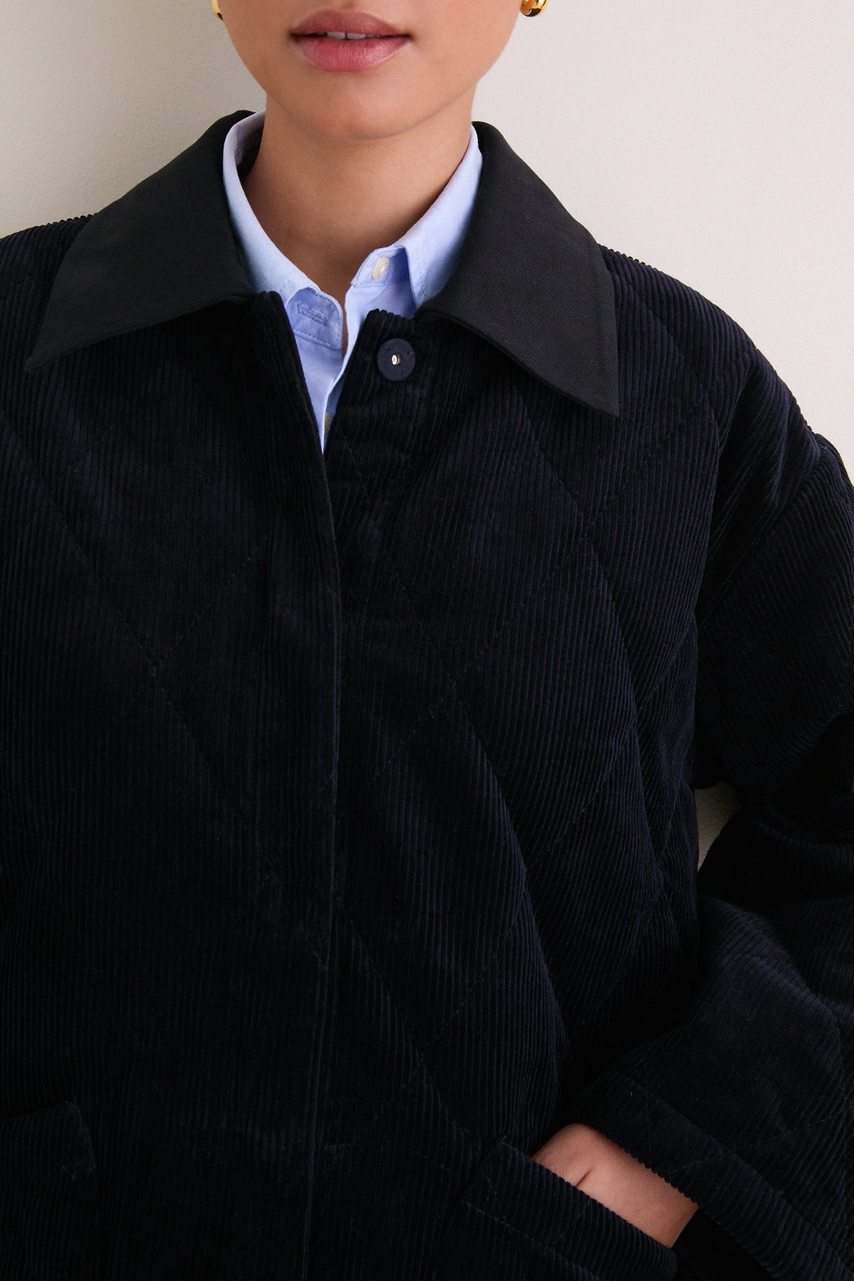 Navy Quilted Corduroy Graham Jacket