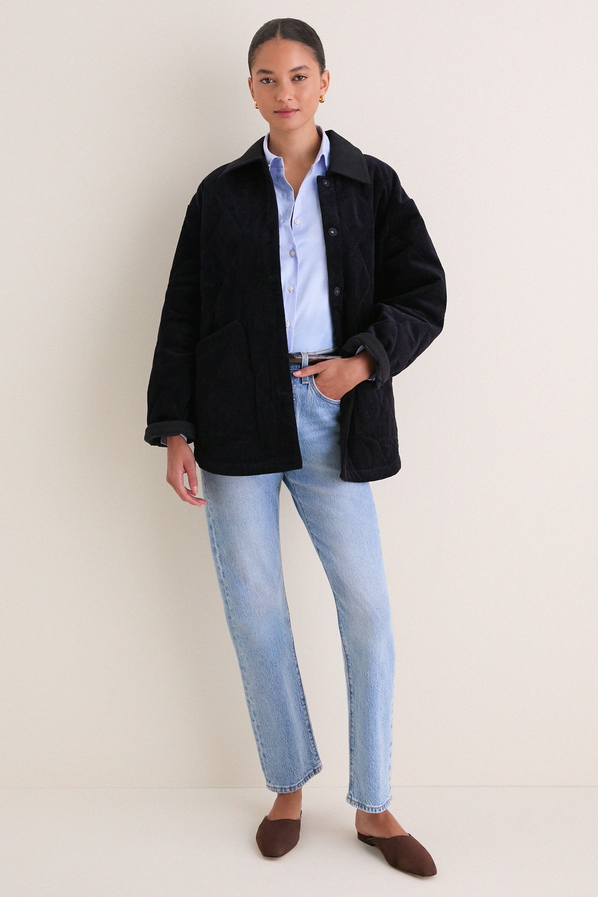 Navy Quilted Corduroy Graham Jacket
