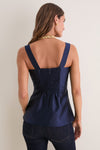 Navy Dupioni Structured Meryl Top
