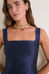 Navy Dupioni Structured Meryl Top