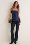 Navy Dupioni Structured Meryl Top