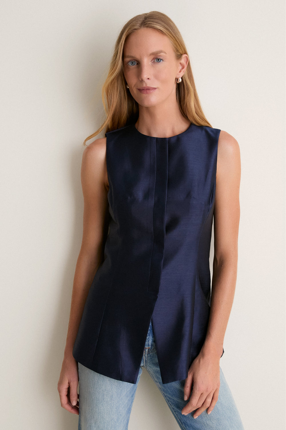 Deep Navy Dupioni Duke Top