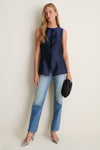 Deep Navy Dupioni Duke Top