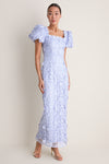 Ice Blue Magnella Puff Sleeve Maxi Dress