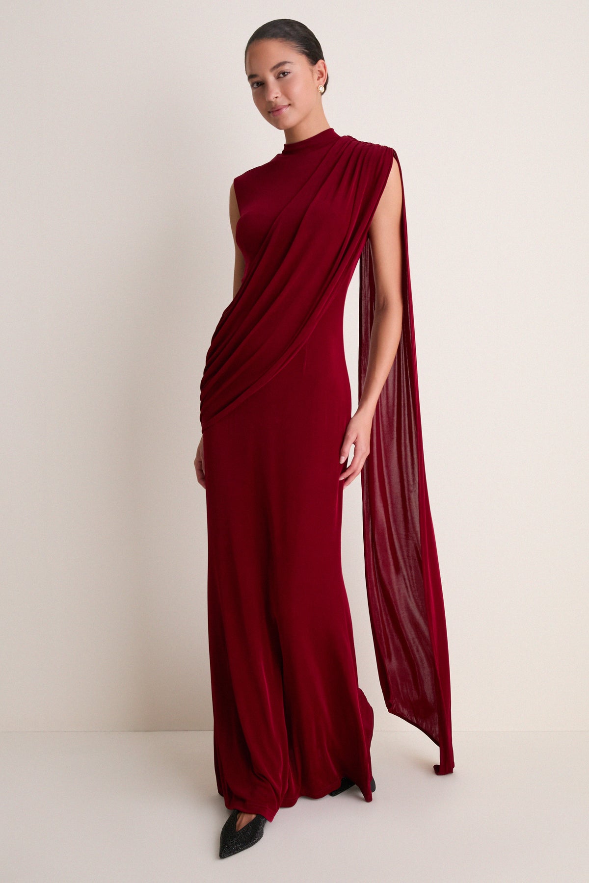 Burgundy Tuloria Sash Gown