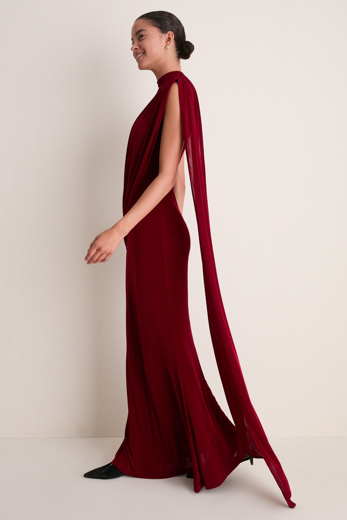 Burgundy Tuloria Sash Gown