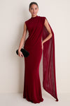 Burgundy Tuloria Sash Gown