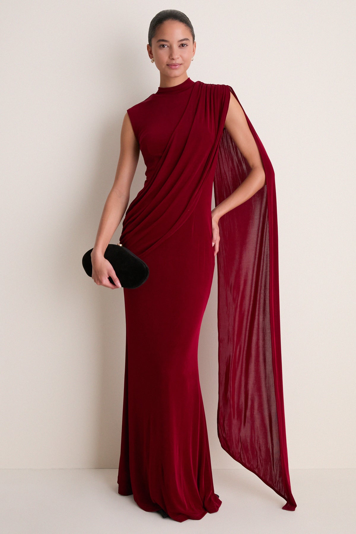 Burgundy Tuloria Sash Gown