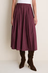 Wine Pleated Dixon Midi Skirt