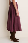 Wine Pleated Dixon Midi Skirt