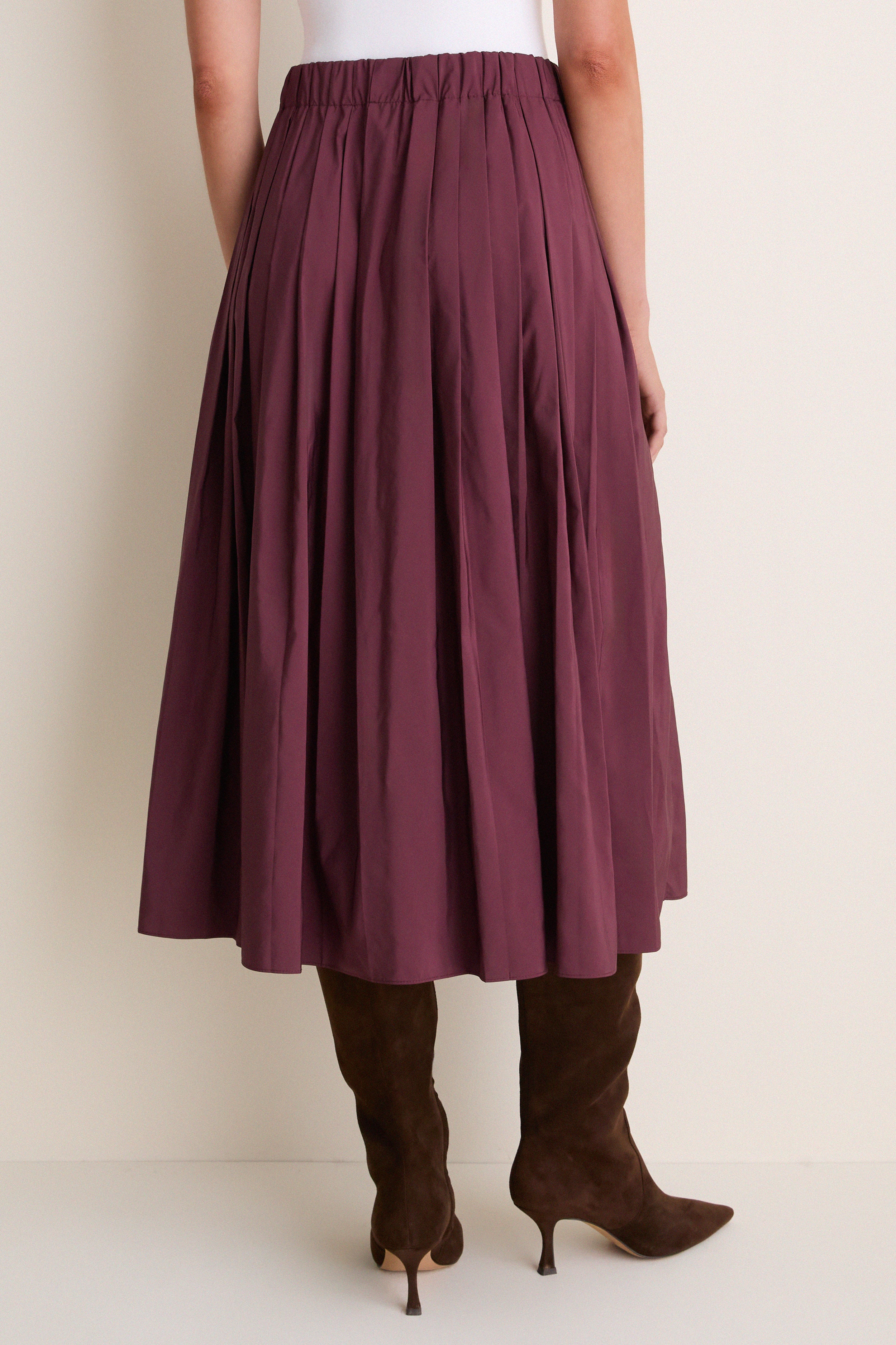 Wine Pleated Dixon Midi Skirt | Tuckernuck