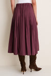 Wine Pleated Dixon Midi Skirt