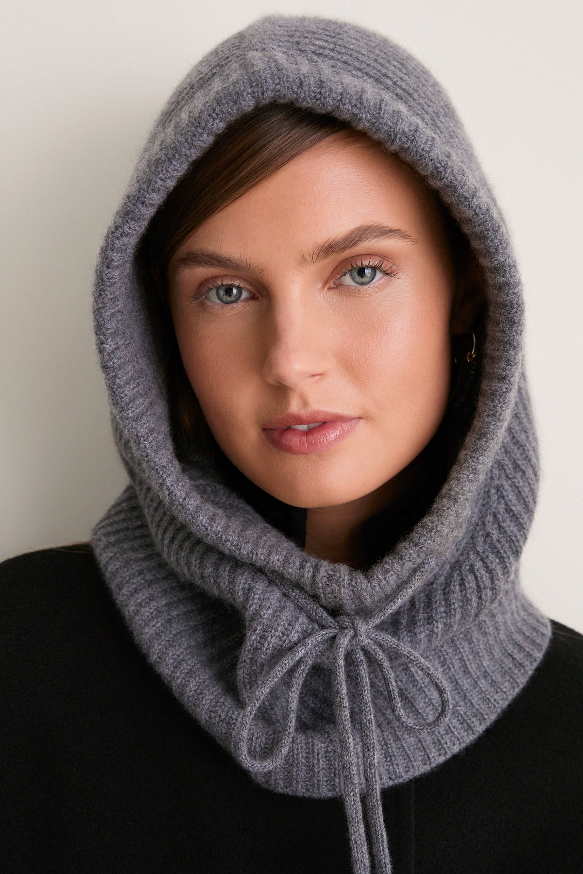 Graphite Cashmere Ribbed Balaclava