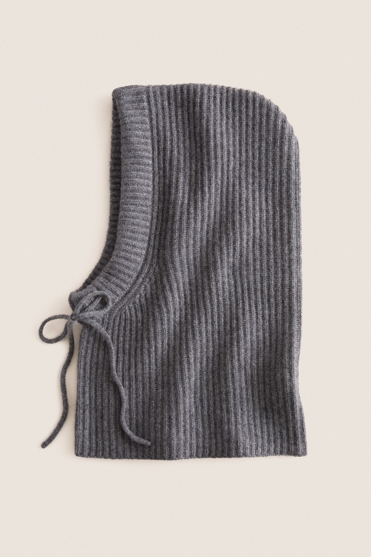 Graphite Cashmere Ribbed Balaclava