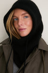 Black Cashmere Ribbed Balaclava