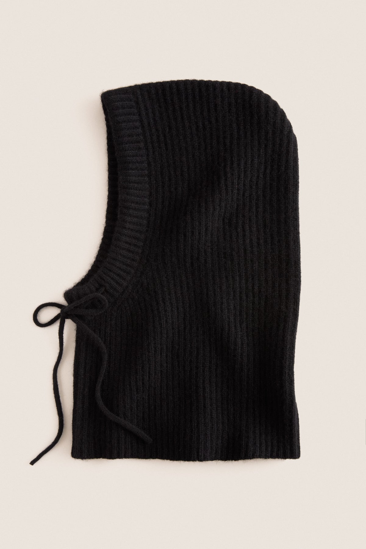 Black Cashmere Ribbed Balaclava