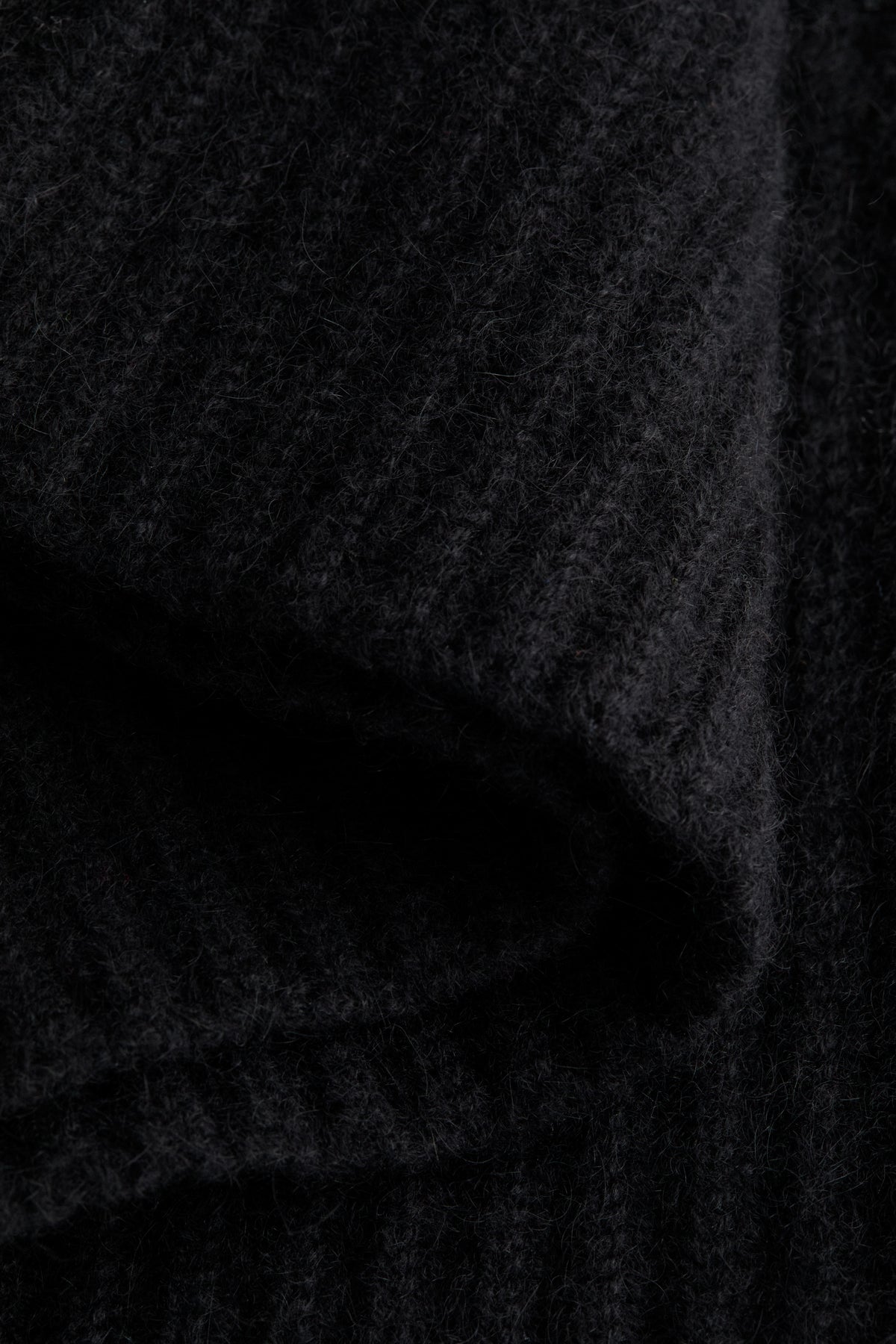 Black Cashmere Ribbed Balaclava