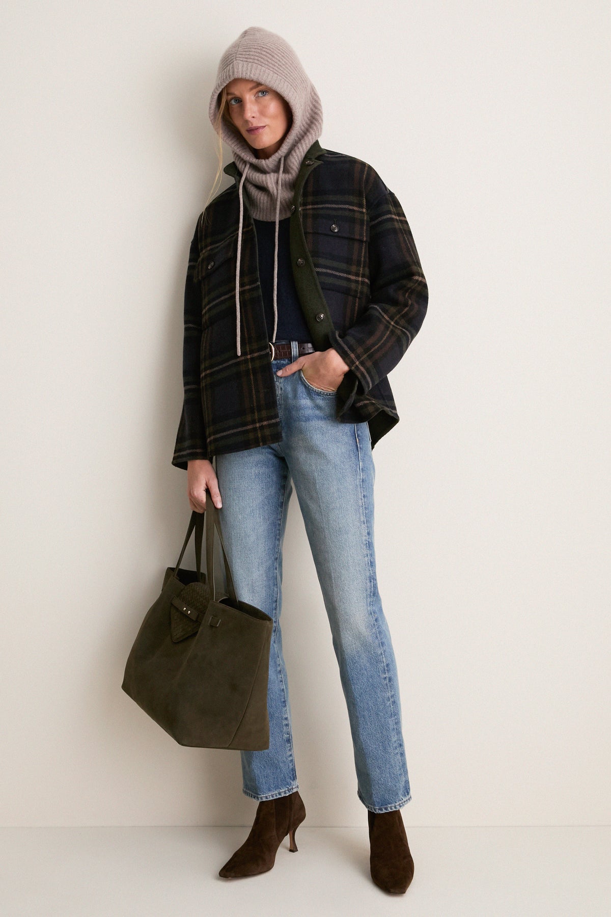 Wheat Cashmere Ribbed Balaclava