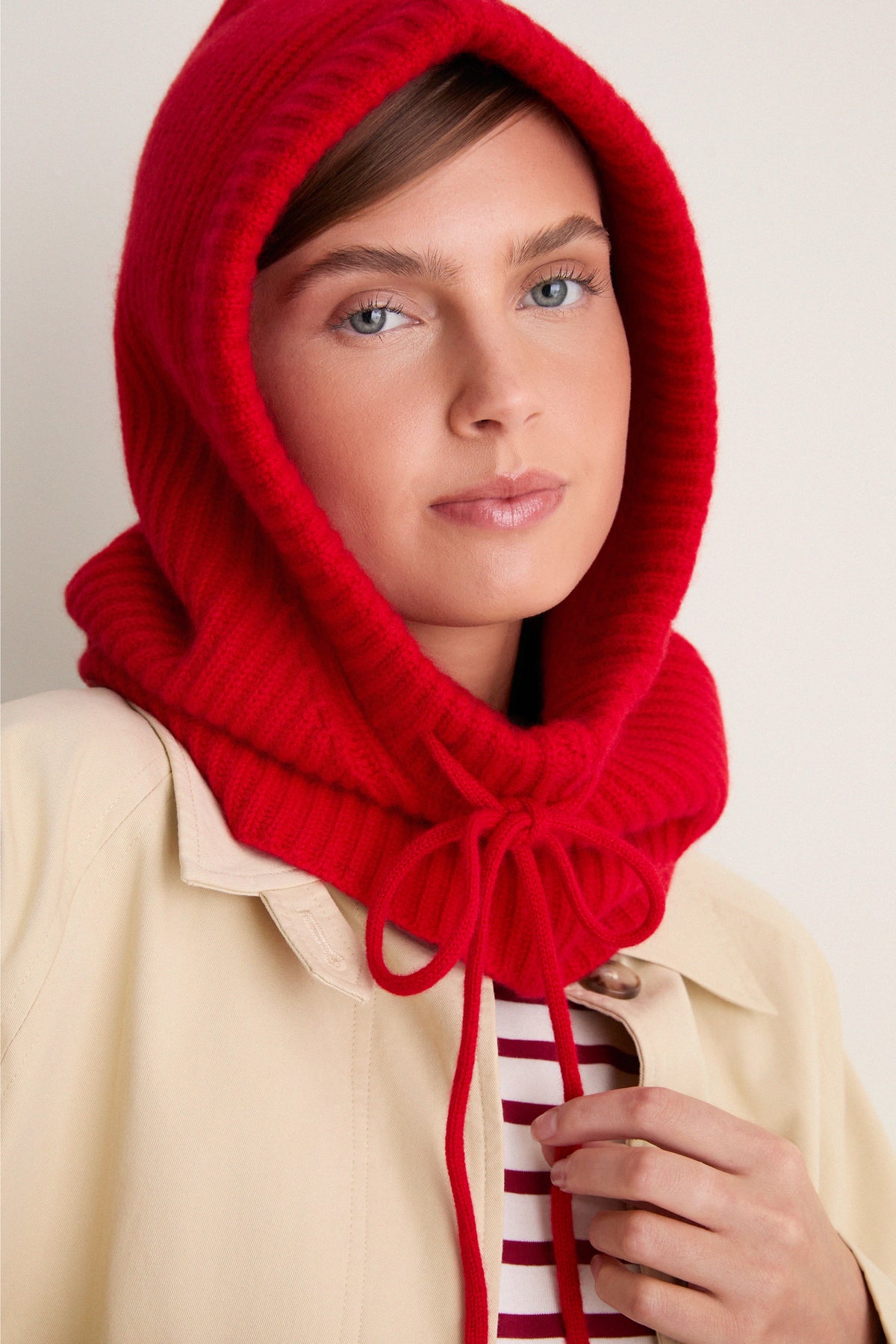 Apple Red Cashmere Ribbed Balaclava
