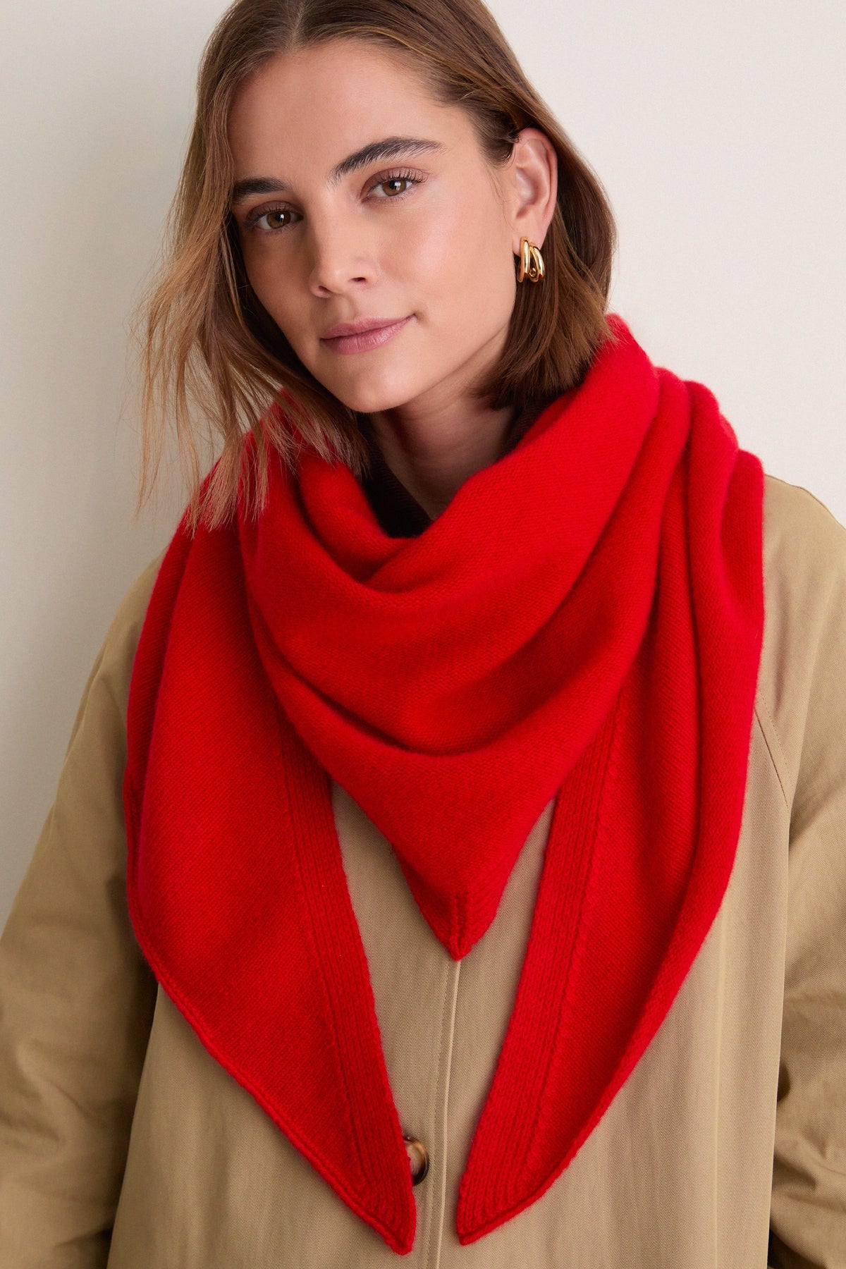 Apple Red Large Cashmere Triangle Scarf