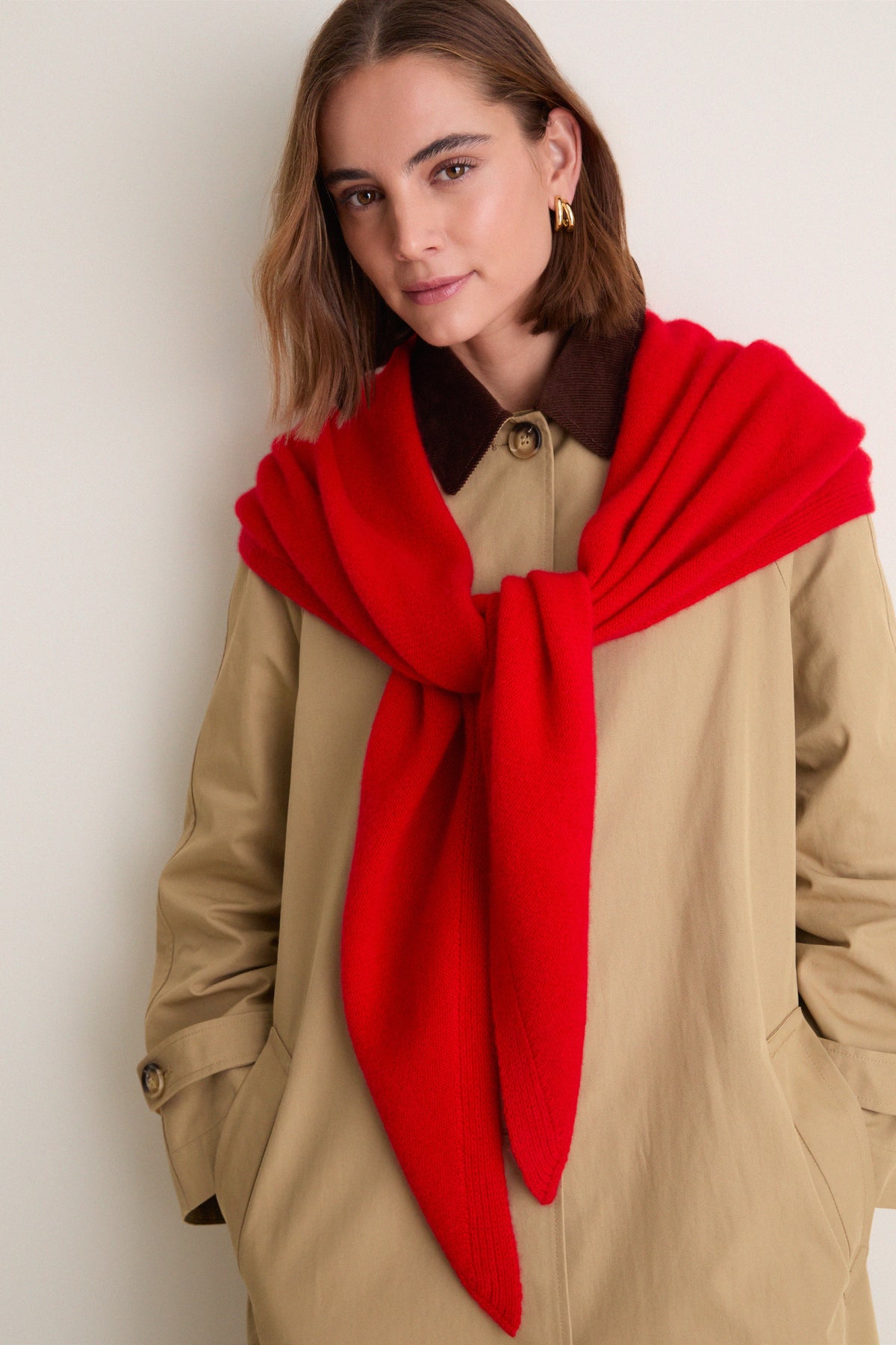 Apple Red Large Cashmere Triangle Scarf