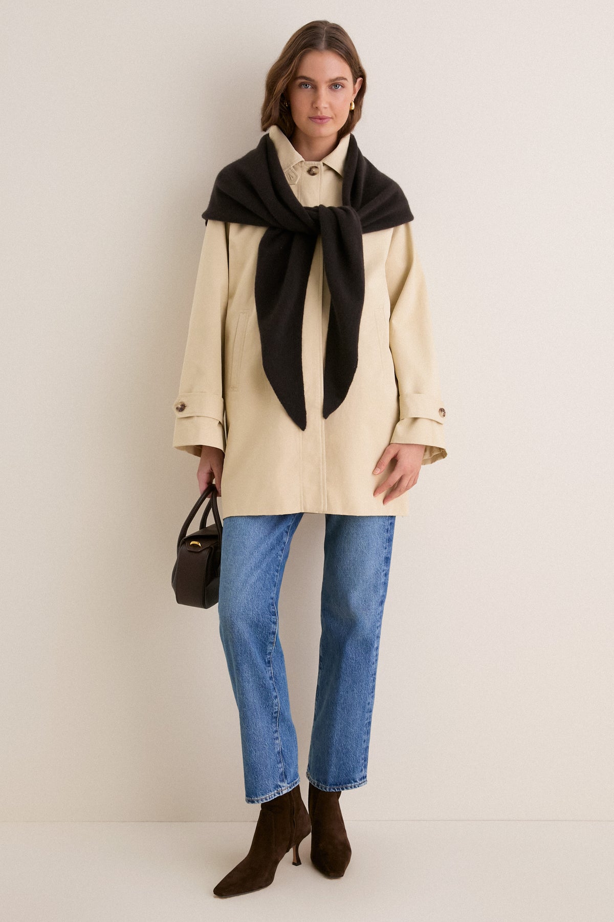 Espresso Large Cashmere Triangle Scarf