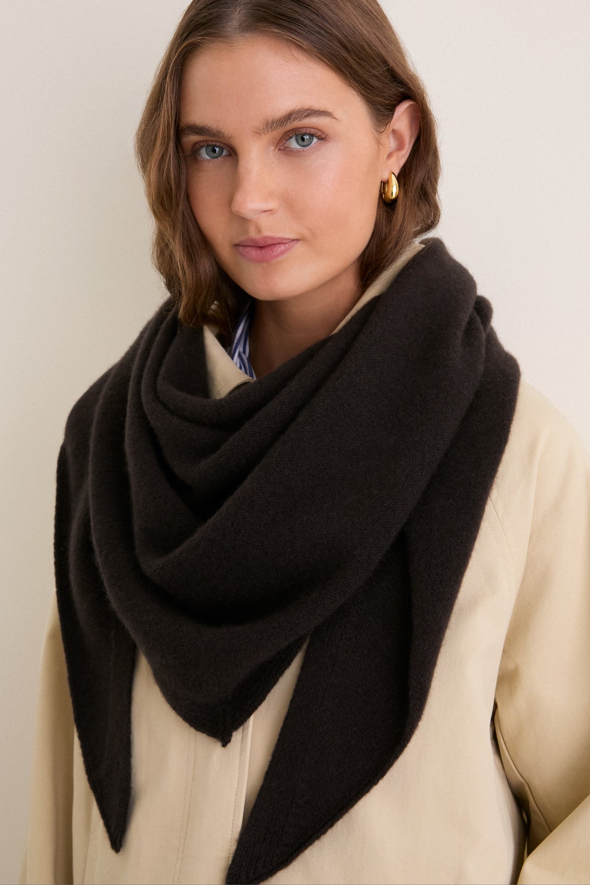 Espresso Large Cashmere Triangle Scarf