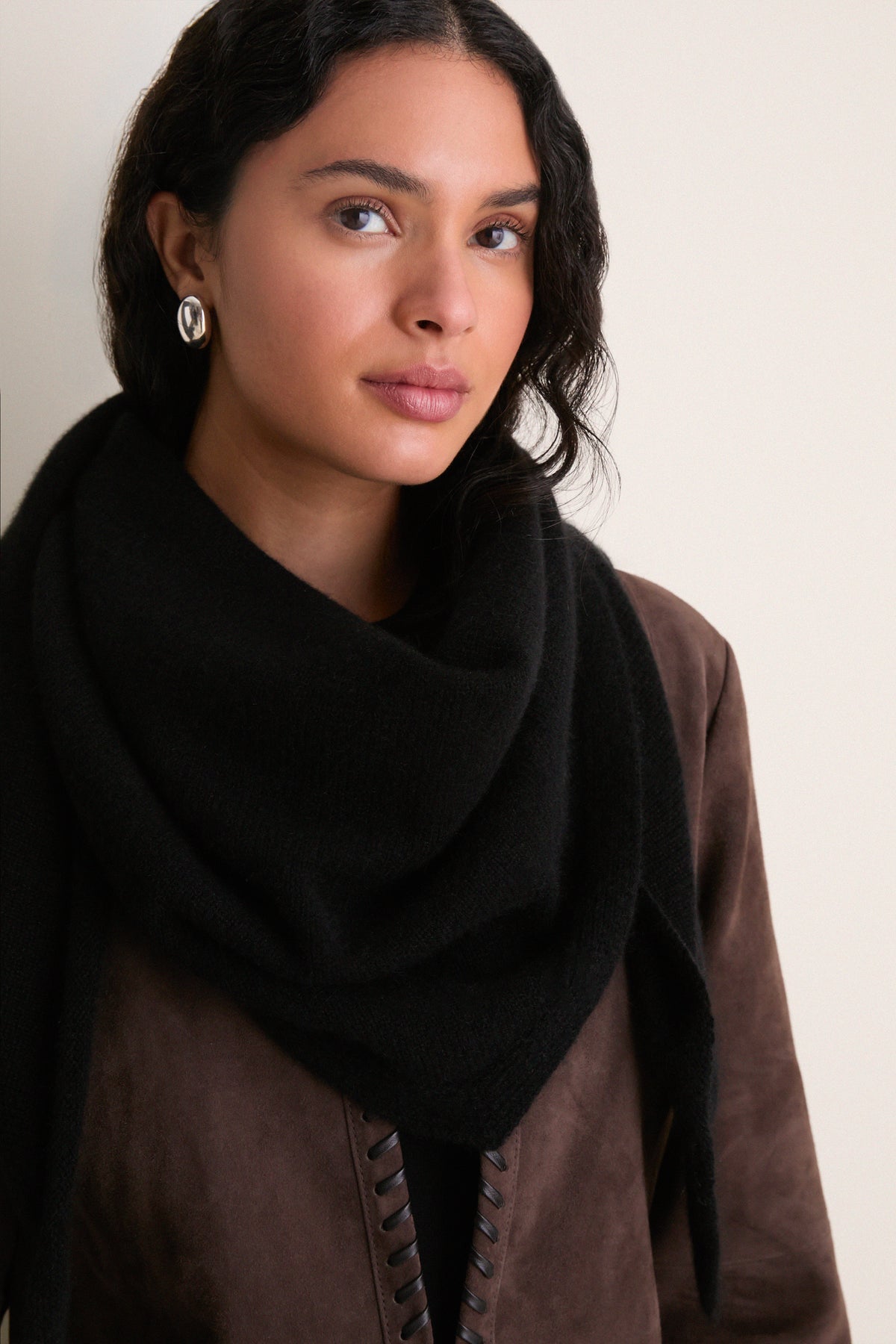 Black Large Cashmere Triangle Scarf