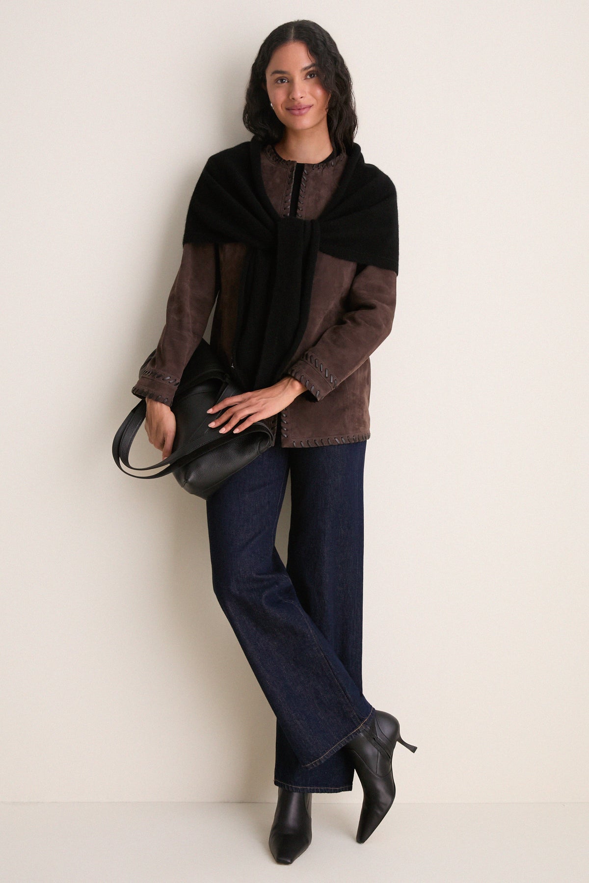 Black Large Cashmere Triangle Scarf