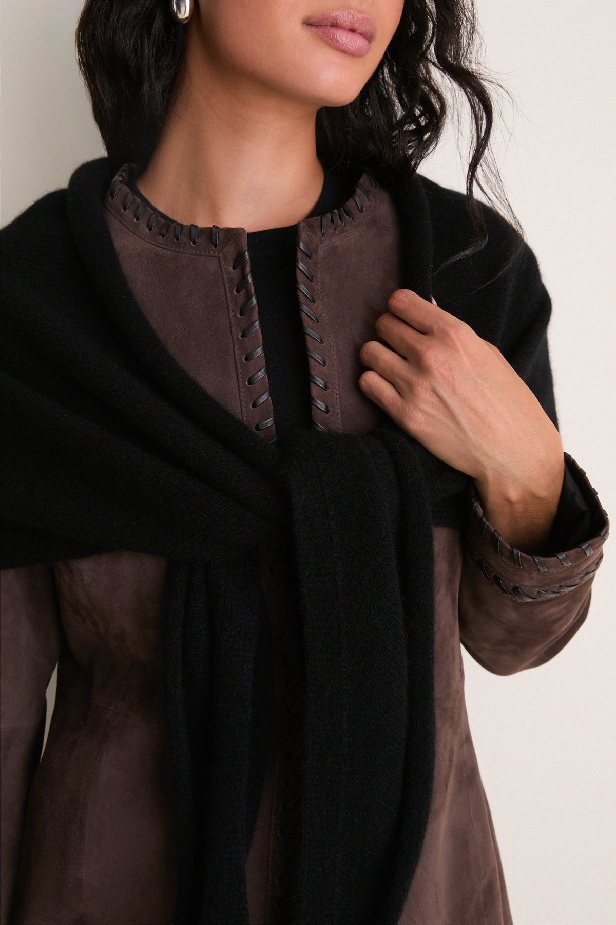 Black Large Cashmere Triangle Scarf