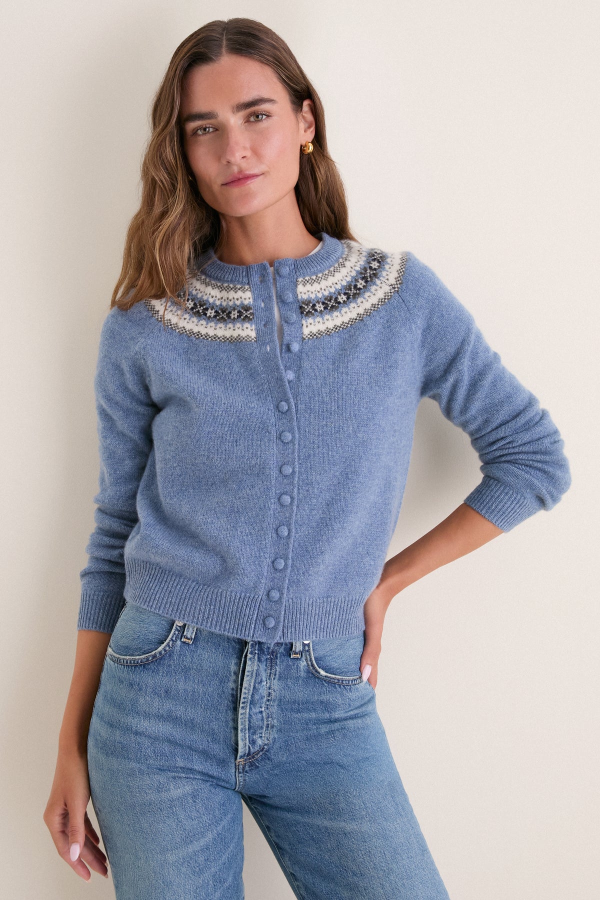 Slate Fair Isle Cashmere Moritz Cardigan
