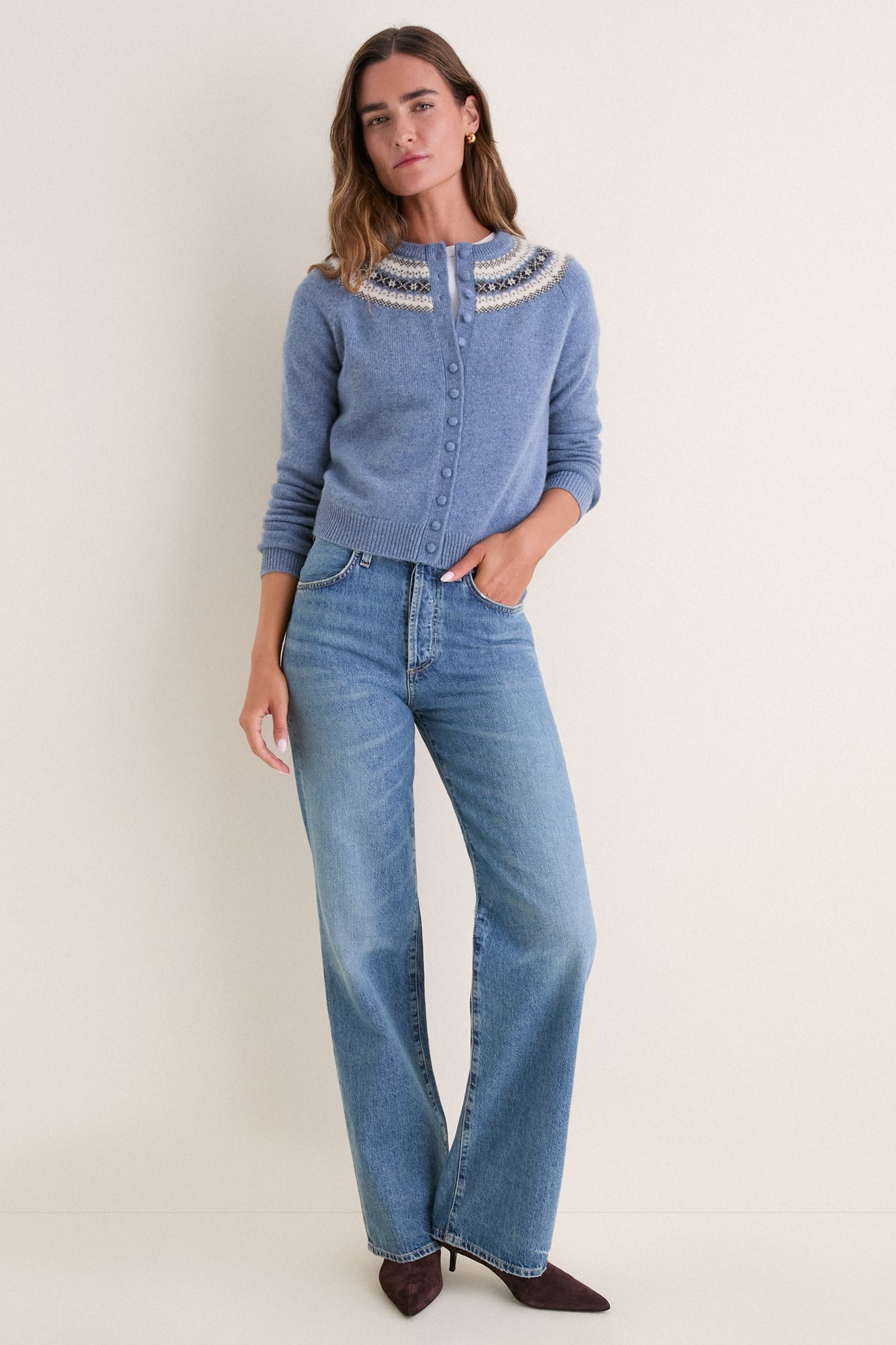 Slate Fair Isle Cashmere Moritz Cardigan