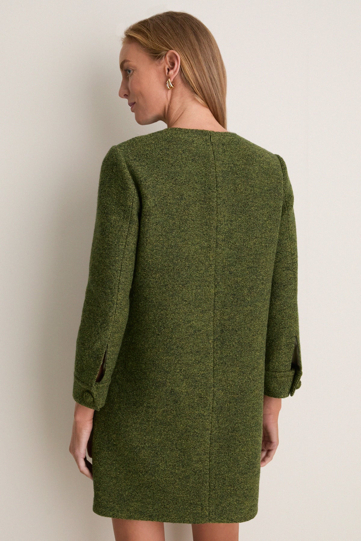 Olive Wool Boucle Pearson Dress